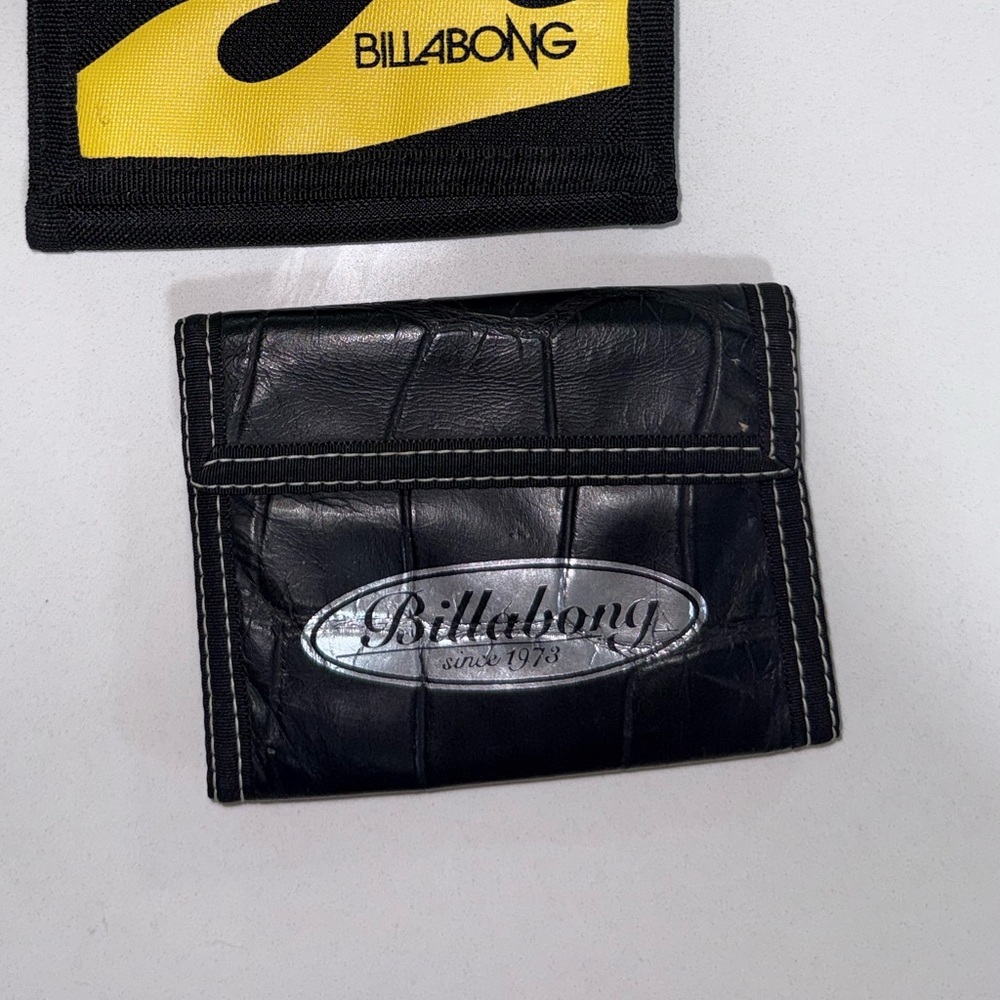 Billabong black faux croc tri-fold wallet vintage y2k